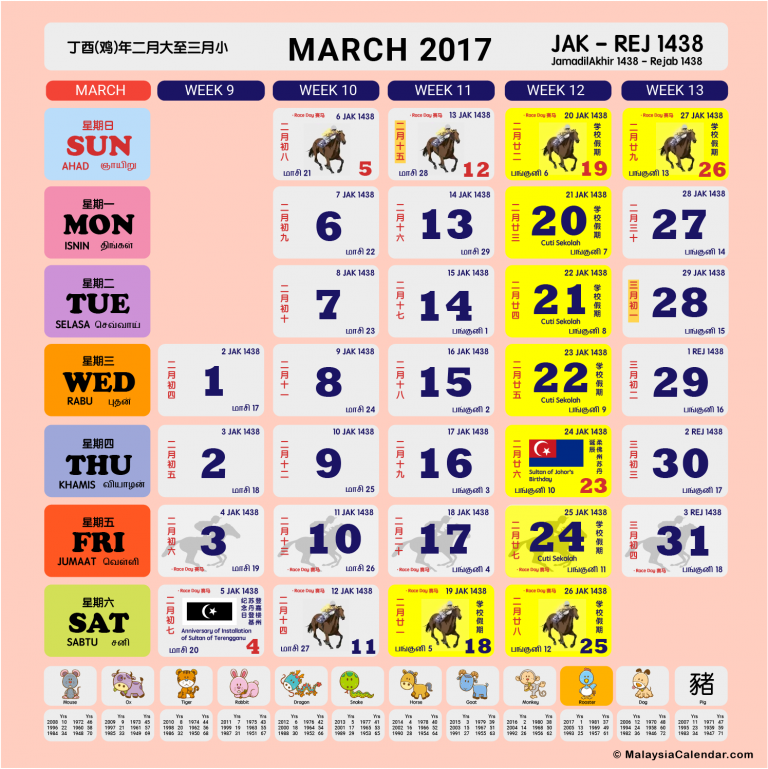 Malaysia Calendar Year 2017 - Malaysia Calendar