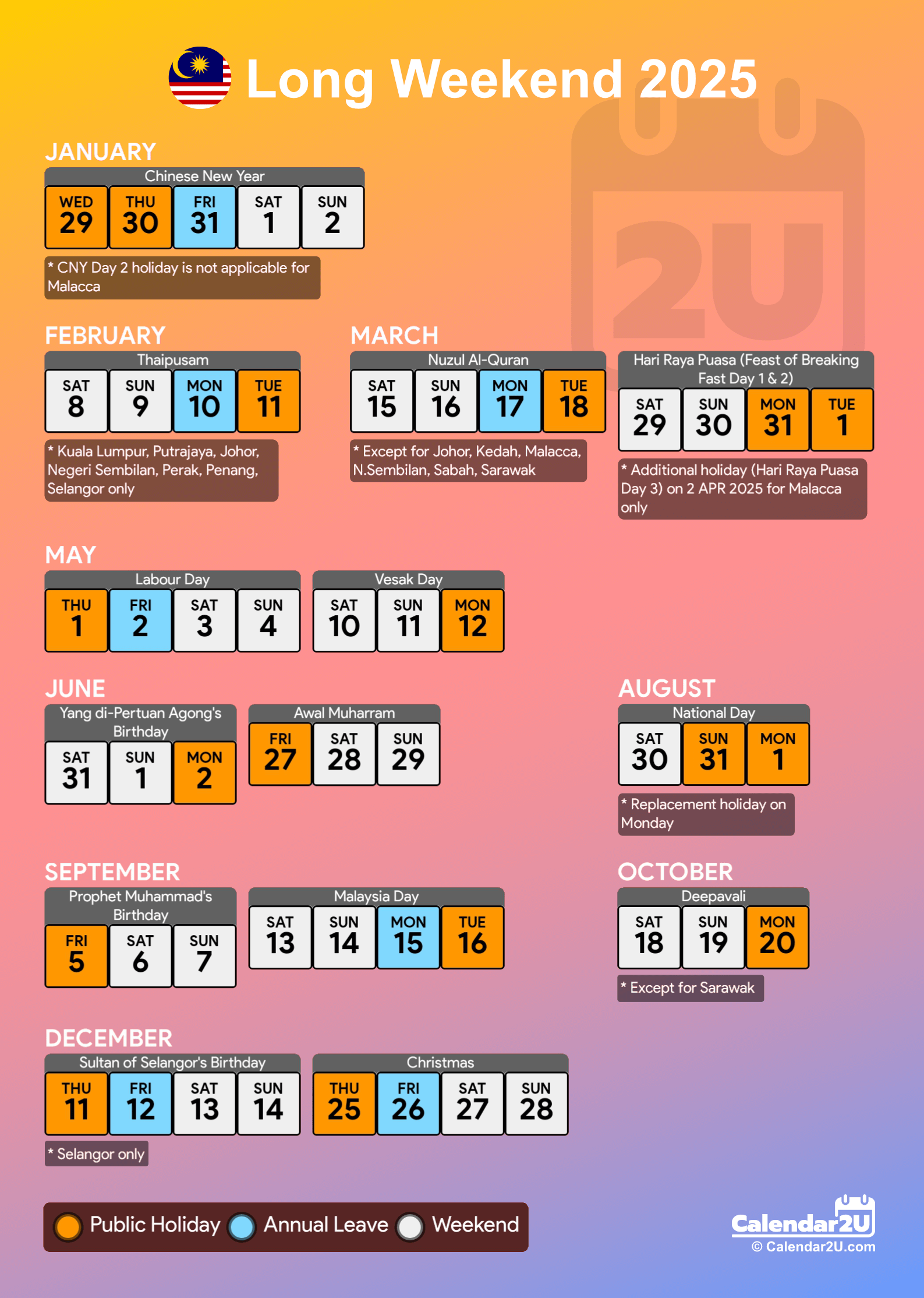 Calendar Date January 2025 Malaysia