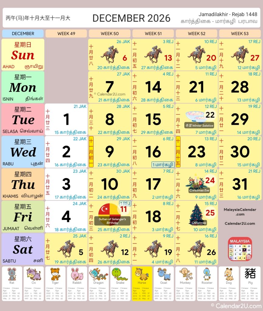 kalendar malaysia calendar dec 2026